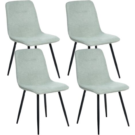 Conjunto de 4 sillas de comedor tapicería de poliéster patas de hierro negro sin reposabrazos comedor verde Tuscola (1/5)