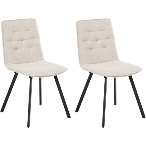 Conjunto de 2 sillas de comedor sin reposabrazos diseño escandinavo tapizado fácil de limpiar beige claro Carver (1/5)