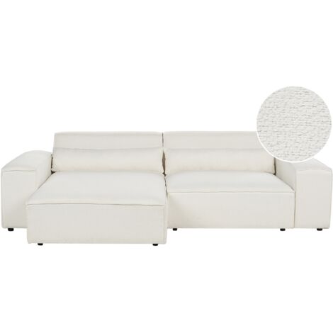 Moderno sofá esquinero modular 2 plazas tapizado de bouclé blanco derecho Hellnar (1/5)