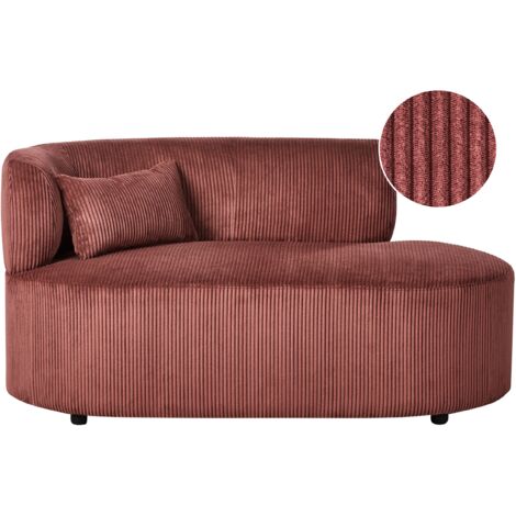 Chaise longue tapizado en pana con cojín decorativo versión izquierda rojo Vanvey (1/5)
