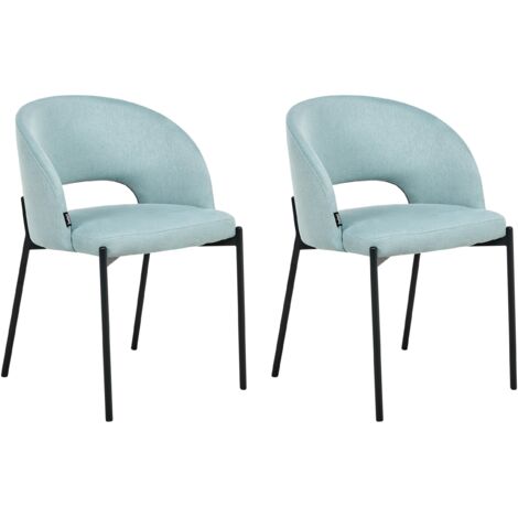 Conjunto de 2 sillas de comedor tapizado de tela respaldo redondo recortado azul claro Penny (1/5)