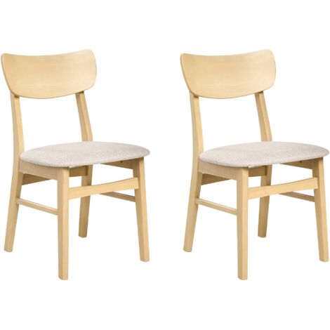 Conjunto de 2 sillas de comedor asiento de tela estructura de madera marrón claro y beige claro Anoka (1/5)