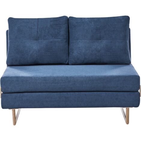 Sofá cama compacto tapizado de tela sofá para 2 personas plegable azul Jerslev (1/5)