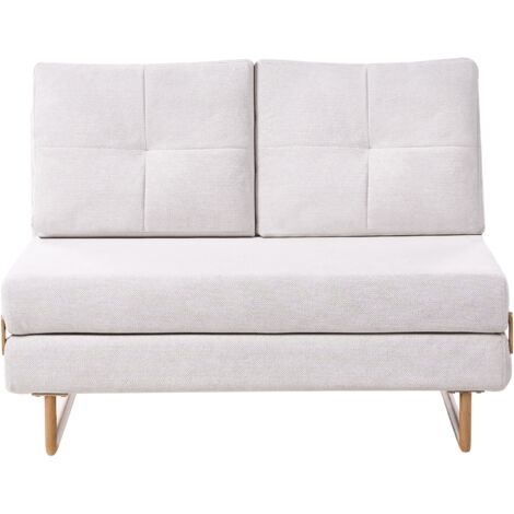 Sofá cama compacto de tela para 2 personas plegable blanco crema Jerslev (1/5)