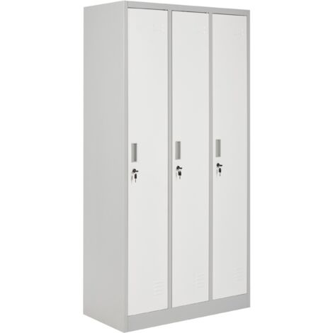 Taquilla con tres puertas de metal para guardar ropa de gimnasio colegio blanco/gris Athlete (1/5)