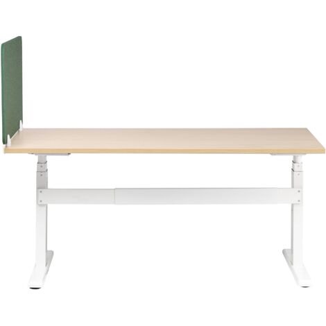 Divisorio Acustico Per Scrivania Beliani: Pannello In Tessuto Fonoassorbente 120x50 Cm, Verde, Montaggio Con Morsetti, Per Ufficio O Casa