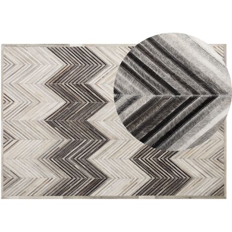 Alfombra gris 140 x 200 cm de piel de vacuno patchwork Aytepe (1/5)