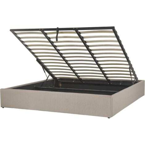 Cama tapizada con almacenaje beige 180x200 cm DINAN