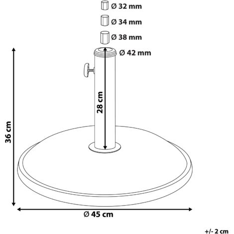 Base Para Sombrilla De Hormigón Negra - 21 Kg, Redonda, Con Adaptadores, Ideal Para Jardín O Terraza