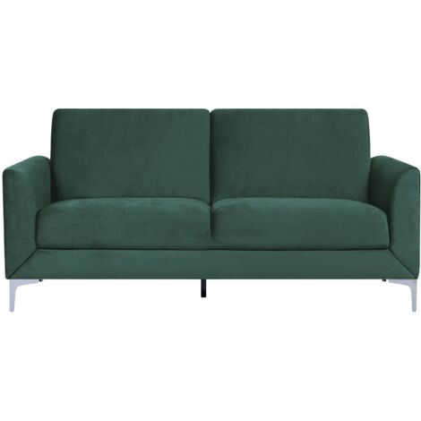 Sofá de 3 plazas retro contemporáneo moderno asiento de terciopelo verde patas metálicas Fenes