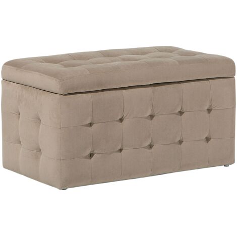 Otomana de terciopelo marrón claro 72 x 40 cm tela almacenaje banco dormitorio Michigan