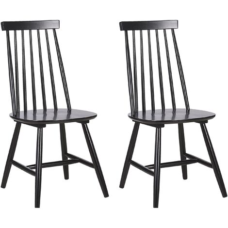 Conjunto de 2 sillas de comedor de madera maciza estilo rústico negro Burbank (1/5)