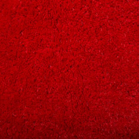 Alfombra de pelo largo roja 140 cm redonda moderna Demre