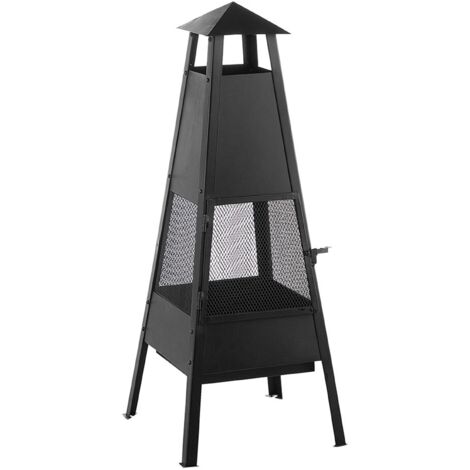 Brasero chimenea de metal negro carbón leña madera jardín exterior Yasur