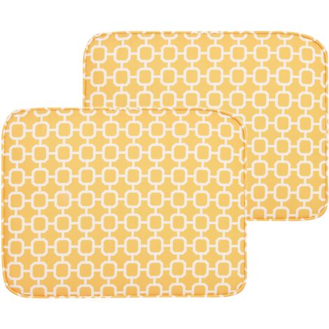 Conjunto de 2 cojines de asiento de exterior con lazos y funda extraíble amarillo Fiji (1/5)