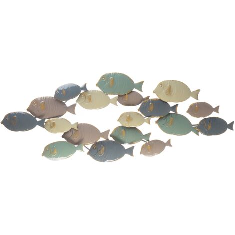 Decoración de pared pez multicolor de metal estilo costero moderno ecléctico Fermium