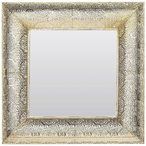 Espejo de pared dorado con marco decorativo cuadrado 60 cm Plerin