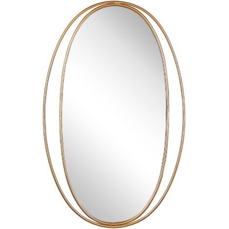 Espejo colgante de pared ovalado dorado 90 x 55 cm decoración salón estilo glam Besson