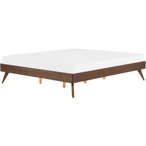 Cama madera de fresno oscura moderna 180 x 200 cm somier de láminas Berric (1/5)
