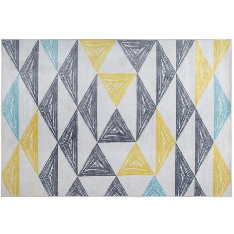Alfombra con patrón geométrico gris y amarillo 160 x 230 cm de pelo corto Kalen (1/5)