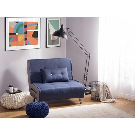 Sofa cama plegable individual color Azul Marino estilo Puff