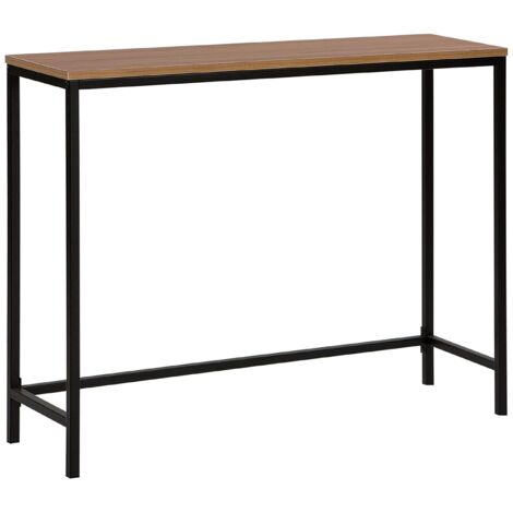 Consola con tablero de madera oscura patas negras 100 x 30 cm pasillo de sala de estar de estilo industrial Tulia