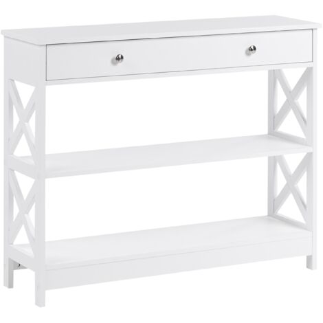 Aparador blanco 80 x 100 x 30 cm 1 cajón 2 baldas estilo rústico Montgomery (1/5)