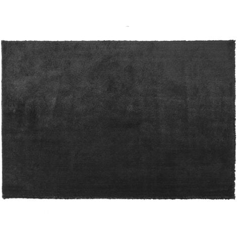 Alfombra negra 160 x 230 cm poliéster hecho a mano pelo largo Evren