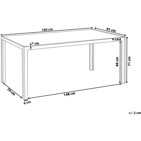 Mesa de comedor de jardín con tablero de vidrio templado gris y estructura de aluminio blanco 160 x 90 cm Catania