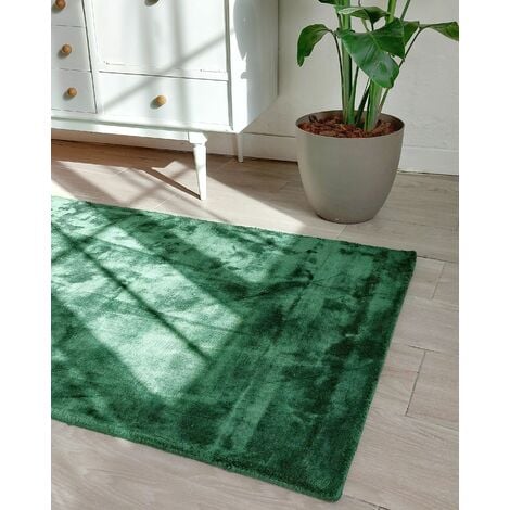 Alfombra de viscosa verde oscuro 80 x 150 cm GESI II 