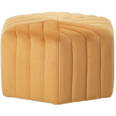 Puf de terciopelo amarillo mostaza 53 x 29 cm geométrico sala de estar Murietta (1/5)