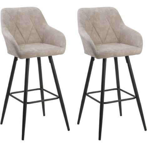 Conjunto de 2 sillas de bar de poliéster beige negro acolchado reposabrazos Darien
