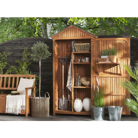 Armario de almacenamiento al aire libre con estantes, armario de  almacenamiento de jardín para patio trasero, jardín, césped, cobertizo de