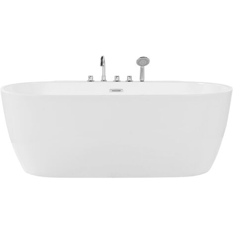 Bañera independiente blanca de acrílico sanitario ovalado individual 170 x 80 cm diseño moderno Rotto (1/5)