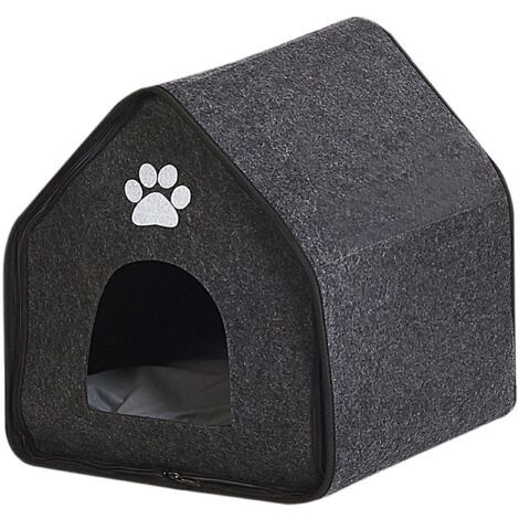 Cama para mascotas gris oscuro 40 x 40 cm perros fieltro interior descanso Jangi