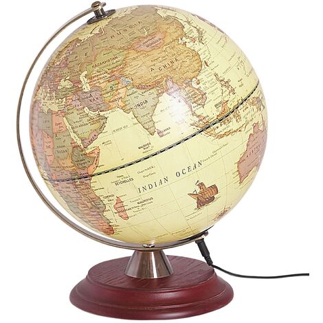 Globo terráqueo LED metal sintético soporte almohadilla de fieltro 25 cm oficina amarillo Vespucci (1/5)