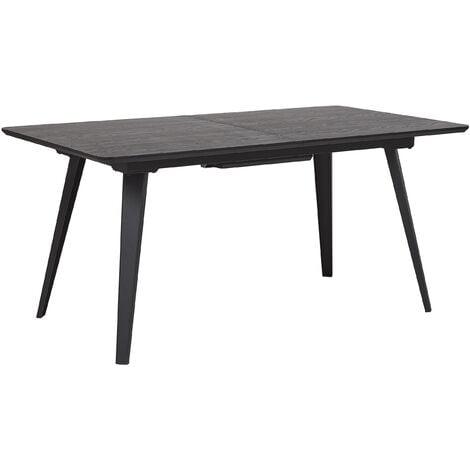 Mesa de comedor rectangular transparente con metal negro y madera – DERBE  MUEBLES