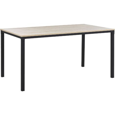 Mesa de comedor rectangular transparente con metal negro y madera – DERBE  MUEBLES