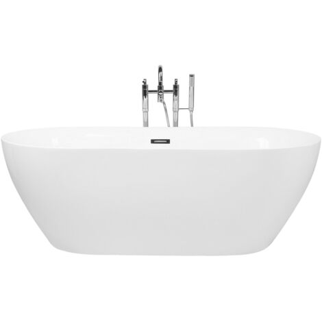 Bañera independiente de acrílico sanitario blanco brillante individual 150 x 75 cm ovalada estilo moderno Carrera