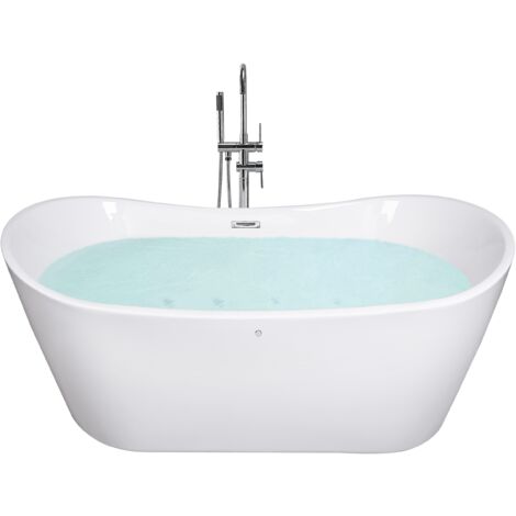 Bañera de hidromasaje independiente de acrílico blanco LED 168 cm moderno jets de masaje spa Antigua