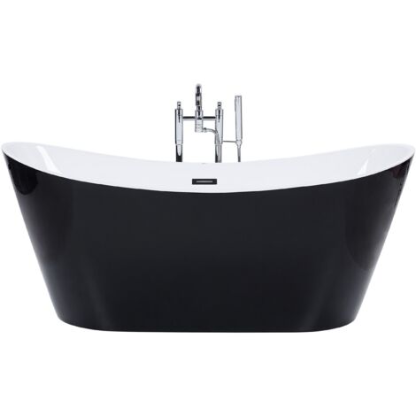 Bañera independiente de acrílico negro plateado con rebosadero 180 cm moderno Antigua