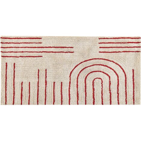 Alfombra kilim de algodón rojo/marrón/beige 200 x 300 cm LORUT