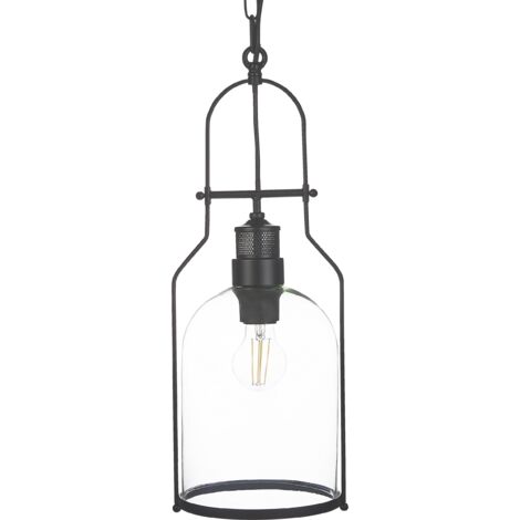 Lámpara de techo de metal negro 166 cm pantalla de vidrio transparente Bashilo (1/5)