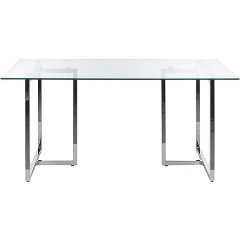 Mesa de comedor de vidrio templado plateado 120 x 70 cm WINSTON 