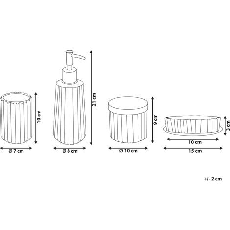 Beliani Conjunto de 4 accesorios de baño de vidrio transparente/plateado  SONORA