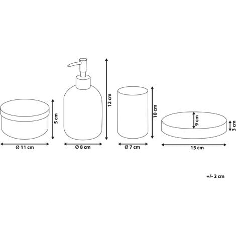 Beliani Conjunto de 4 accesorios de baño de vidrio transparente/plateado  SONORA