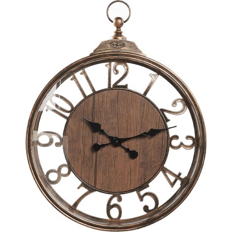 Reloj de pared marrón 52 cm material sintético números arábigos Alcoba