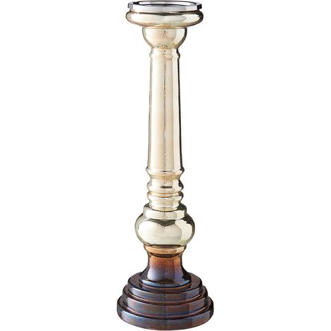 Conjunto de 2 candeleros de vidrio dorado multicolor 40 cm iridiscente Imarti
