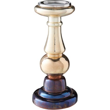 Conjunto de 2 candeleros de vidrio dorado multicolor 31 cm iridiscente Imarti