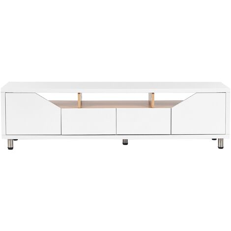 Mueble TV blanco/madera clara 160 x 40 cm CUSTER 